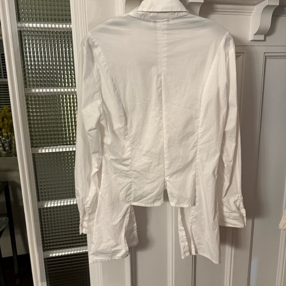 Cottonade Paris Women’s White Shirt Collared V-Neck Back Zip Sz 4 - Picture 4 of 11